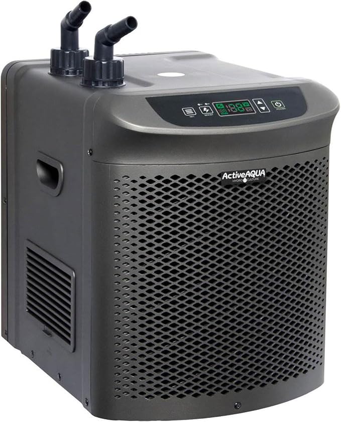 Active Aqua Hydroponic Water Chiller, 0.25 HP, Pure Titanium, 40-92 Gallon | Portable Cooling System with Boost Function for Aquaponics, Cold Plunge Baths & Aquariums, Evaporator Cooler for Reservoirs