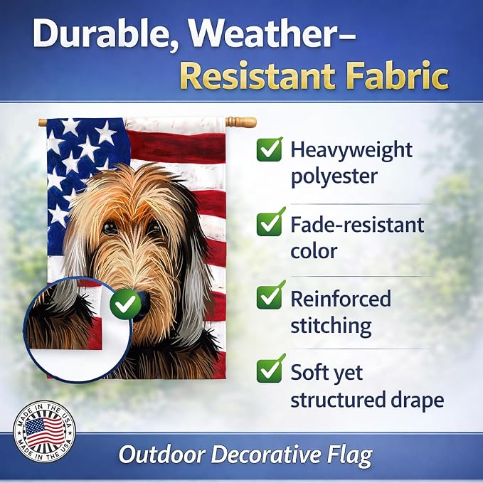 Caroline's Treasures CK6636CHF Otterhound Dog American Flag House Flag Large Porch Sleeve Pole Decorative Outside Yard Banner Artwork Wall Hanging, Polyester, House Size, Multicolor