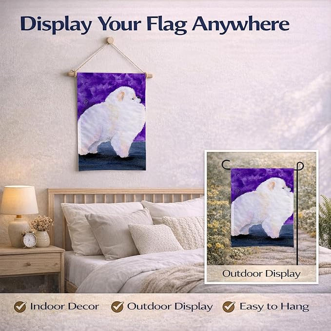 Caroline's Treasures SS8688GF Pomeranian Garden Flag Mailbox Flag Decorative Yard Flag Banner Outside Patio Artwork Yard Flower Beds, Garden Size, Multicolor