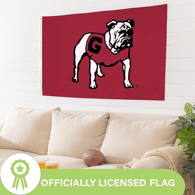 NCAA University of Georgia Flag with Grommets, 3'x5' UGA Bulldogs Outdoor College Flags & Banners for Garden Patio Indoor Wall Décor