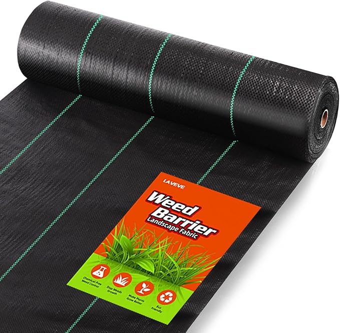 LAVEVE 6FT x 300FT Weed Barrier Landscape Fabric, 3.2oz Premium Heavy Duty Garden Cloth, Ground Cover for Gardening, Farming