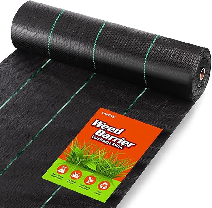 LAVEVE 6.5FT x 300FT Weed Barrier Landscape Fabric, 3.2oz Premium Heavy Duty Garden Cloth, Ground Cover for Gardening, Farming