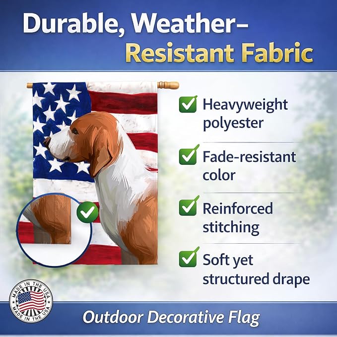 Caroline's Treasures CK6506CHF Drever Dog American Flag House Flag Large Porch Sleeve Pole Decorative Outside Yard Banner Artwork Wall Hanging, Polyester, House Size, Multicolor