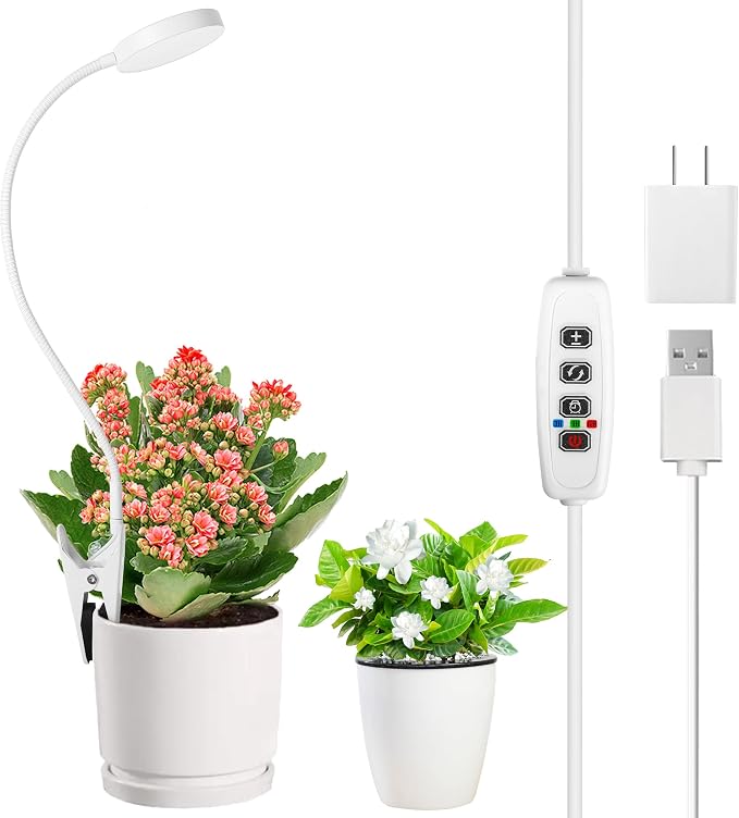 EWPJDK Grow Light for Indoor Plants Full Spectrum Plant Grow Lights 72 LED Plant Light Grow Lamp for Indoor Growing Pot Clip LED Plant Lamp (White, 1)