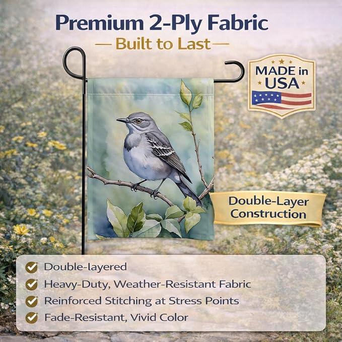 Caroline's Treasures Mississippi Northern Mocking bird Garden Flag Mailbox Flag Decorative Yard Flag Banner Outside Patio Artwork Yard Flower Beds, Garden Size, Multicolor