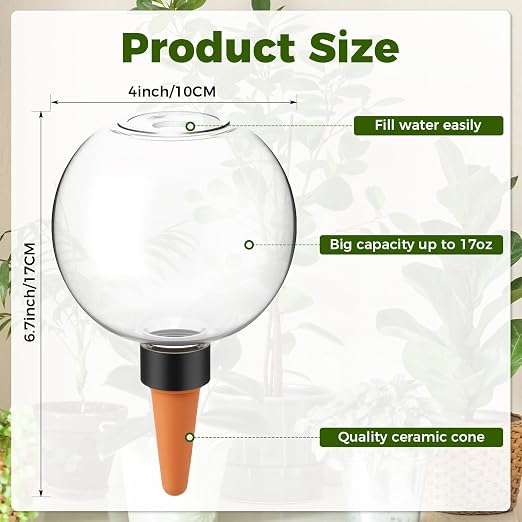 4 Pcs Self Watering Globes Plastic Automatic Watering Planter for Indoor Plants 17.5 oz drip Irrigation Watering Bulbs with Slow Release Control (Pink)