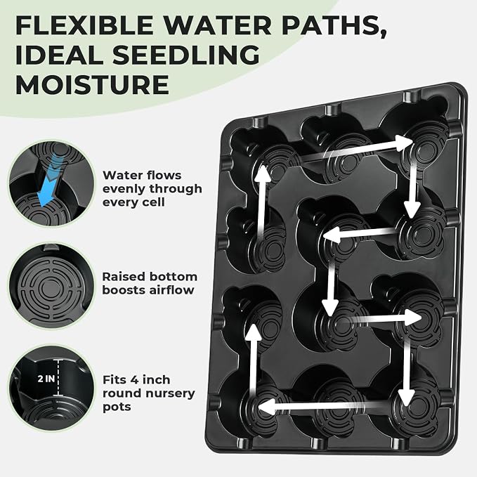 homenote 4 Inch Seed Starter Trays 2 Pack, 12-Cell | With Grow Light, Humidity Dome, 24 Pcs 4" Nursery Pots, Plastic Germination Kit