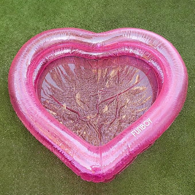 FUNBOY Giant Inflatable Luxury Clear Pink Heart Kiddie Pool, Year-Round Fun for Ball Pits, Swimming Pools, a Summer Pool Party and The Beach