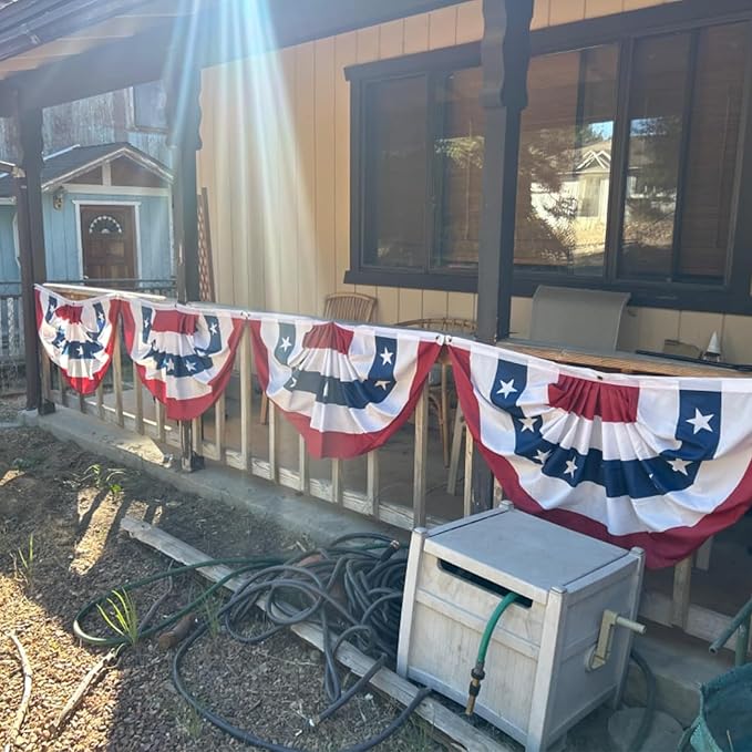 American Bunting Flags Outdoor 2x4 ft, Heavy Duty Embroidered Flag Buntings for Outside Use, Patriotic Bunting Banner US Pleated for 4th of July 250th Anniversary