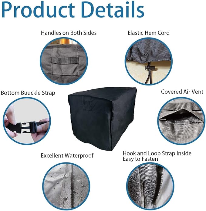 Waterproof Generator Cover 38 x 28 x 30 inch, for Most Generators 5500-15000 Watt, Heavy Duty Thicken 600D Polyester,Weather and UV Resistant
