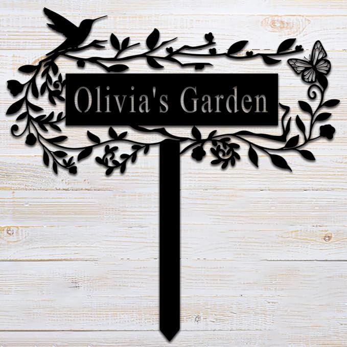 Personalized Garden Signs Custom Metal Signs Outdoor Garden Stake Signs with Name Garden Decor for Outside Funny Garden Signs Pattern 18inch