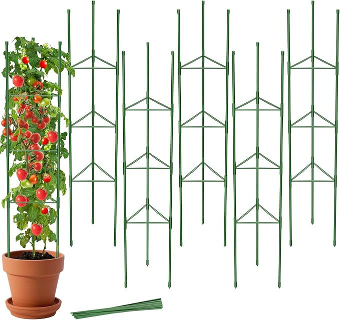 MYMULIKE 6 Pack Tomato Cages for Garden, 51in*13in Adjustable Tomatoes Plant Stakes Support Cages Trellis, Garden Trellis for Vegetable Flowers Fruits Climbing Plants- 20 Binding Wires Included