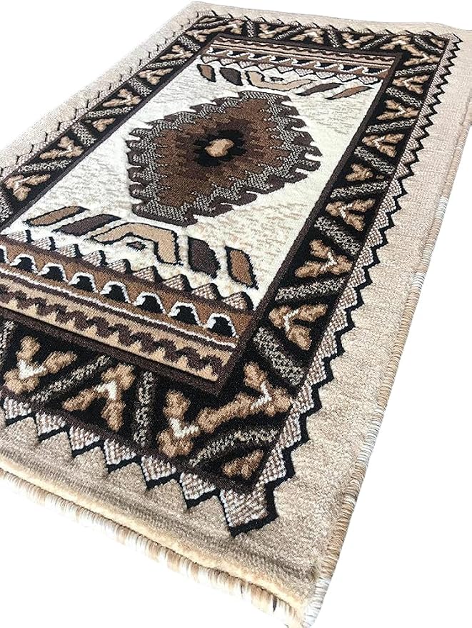 YHSF South West Native American Area Tribal Rug - Ivory, 2 ' x 3 ' 4 " | Easy-Clean, Soft & Durable Tribal Rug for Living Room, Bedroom, Kitchen & More - Stain-Proof Runner for Home Decor