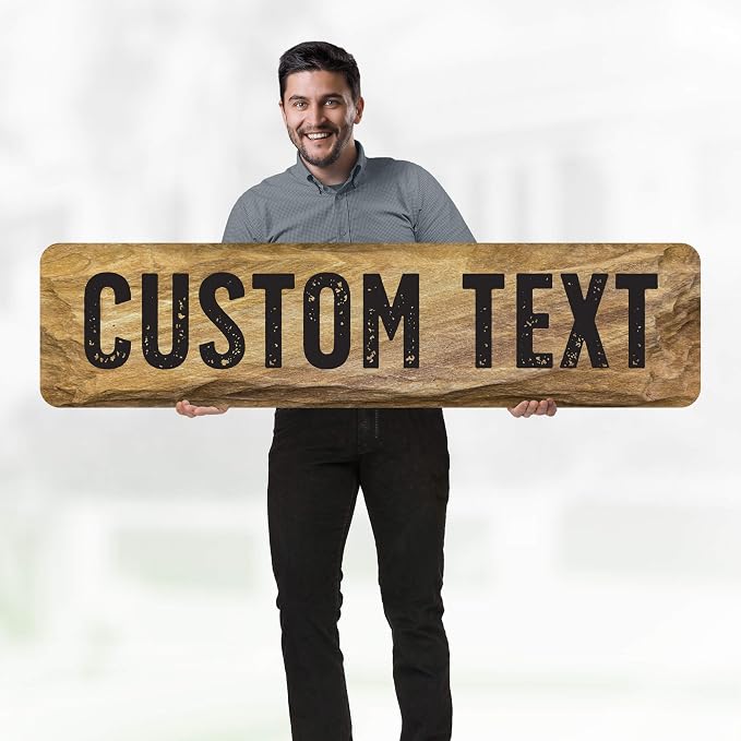Custom Sign, Custom Street Sign, 11 Font Colors, 13 Font Styles, 4 Hole Options, 22 Sizes, 12x48 Inches, Rust Free DiBound, Fade Resistant, Made in USA by My Sign Center (Stone)