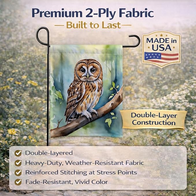 Caroline's Treasures Tawny Owl Garden Flag Mailbox Flag Decorative Yard Flag Banner Outside Patio Artwork Yard Flower Beds, Garden Size, Multicolor