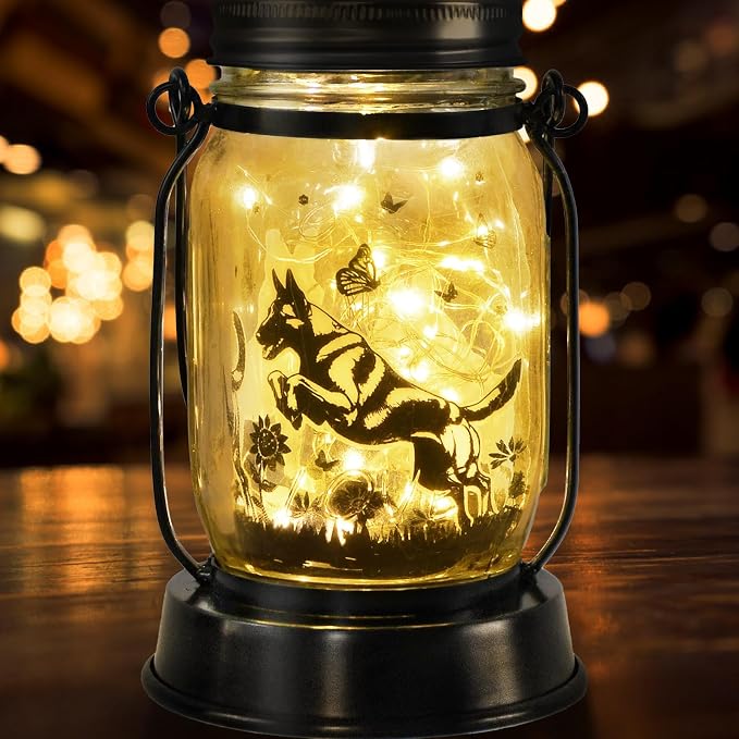 kyoryuger Belgian Malinois Dog Gifts for Women/Men Belgian Malinois Solar Lanterns Birthday Dog Lovers Lantern Pet Loss Dog Memorial Lights Solar Garden Decor Yard, Patio,Backyard,Porch Torches Light