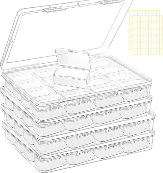 68pcs Bead Storage Containers, Bead Organizer Boxes And Craft Storage Boxes For Bracelet Making DIY Jewelry Craft Nails, Bracelets, Jewelry, Diamonds, Clay Beads, (4 Pack 1.93x1.65x0.95inch)