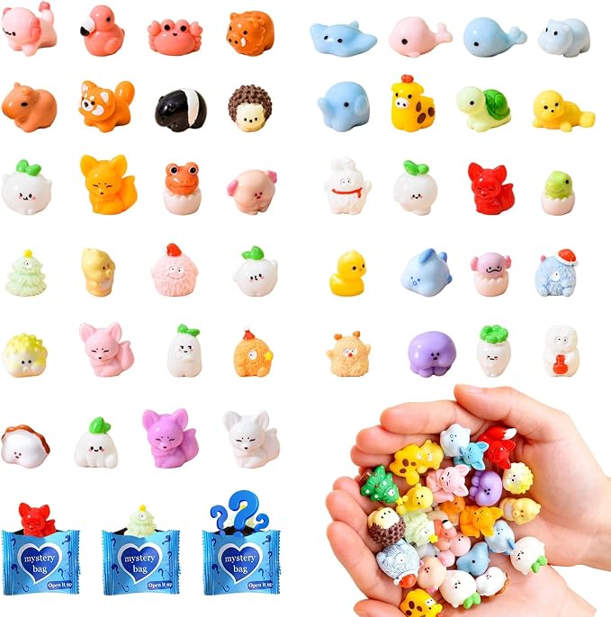 Mini Glow In The Dark Animal Resin Models, Resin Animals Mystery Bags, Individually Wrapped Blind Bags Tiny Animal Figurines, Collectible Mini Animals For Fairy Garden, DIY Crafts (50, B-Animal)