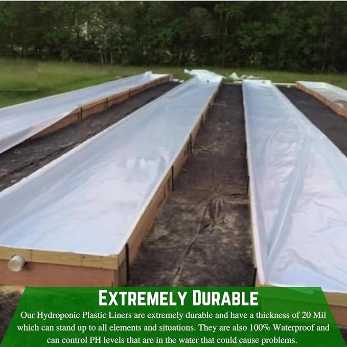 Farm Plastic Supply Dura-Smooth Hydroponics Plastic Liner 20 mil Black/White - Hydroponic Growing Kit, Hydroponic Liner, Hydroponics, Hydroponic Growing, Pond Liner, Durasmooth (24' x 100')