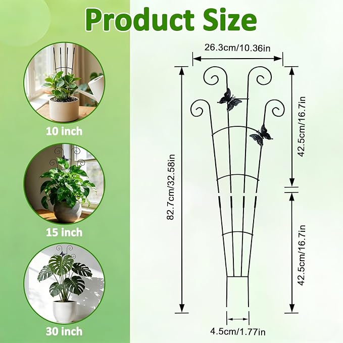 Monstera Plant Support - 32.6 Inch Tall Trellis with 2 Pack Plant Stakes for Your Large Climbing Monstera Deliciosa | Indoor Plant Climbing Frame for Potted Growth