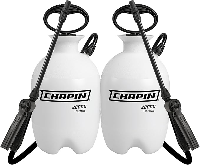 Chapin 1-Gallon Pump Sprayer, Easy Use for Home & Garden, 2pk | Durable lightweight tank; ideal for weed control, plant care and cleaning with adjustable nozzle, long hose and easy pump