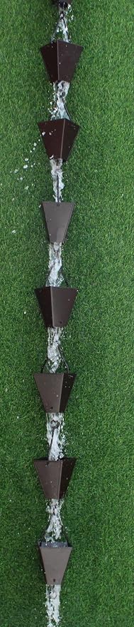 KAM Home Bronze Tapered Square Cups Rain Chain with Installation Kit (Brown, 14)