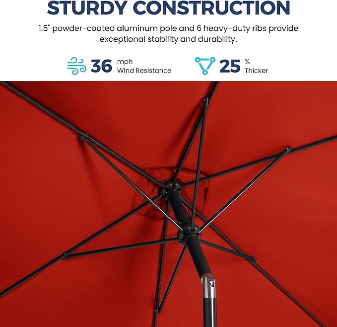 Wisteria Lane 6.5' x 10' Patio Umbrella, Rectangular Patio Umbrella, Metal Pole Square Outdoor Umbrella with Crank and Push Button Tilt, Large Outdoor Umbrella with Polyester Canopy