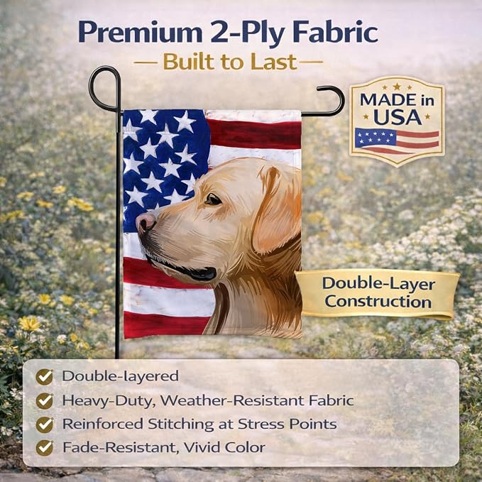 Caroline's Treasures CK6600GF Labrador Retriever American Flag Garden Flag Mailbox Flag Decorative Yard Flag Banner Outside Patio Artwork Yard Flower Beds, Garden Size, Multicolor