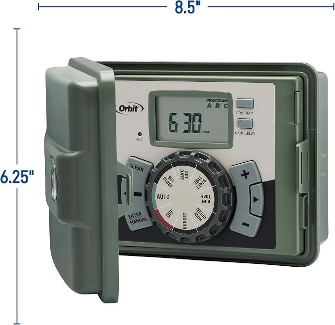 Orbit 4-Station Outdoor Swing Panel Sprinkler System Timer - for Residential Lawn Watering - Multi-Station Irrigation Controller - Custom Watering Intervals - Indoor/Outdoor Installation - 57894
