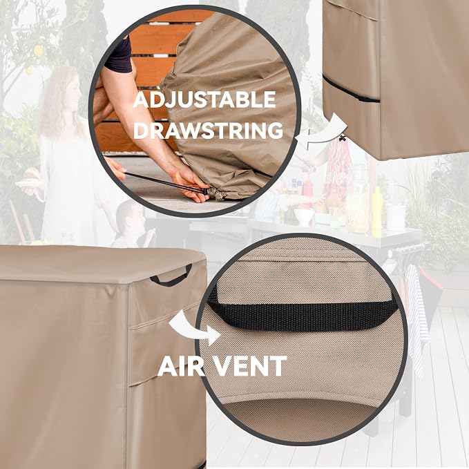 Outdoor Dining Cart Cover - Heavy Duty Waterproof Cover for Royal Gourmet Cart Flattop Worktable, Coverage Includes Outdoor Utility Cart,Tabletop Griddle and Propane Tank.Khaki