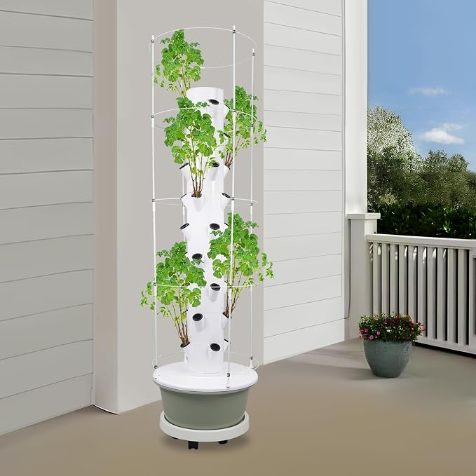 36 Pods Hydroponics Growing System kit, 9-Layer Movable Vertical Hydroponic Tower with Pump Timer Climbing Support Frame Indoor Gardening System for Vegetables Fruits Herb