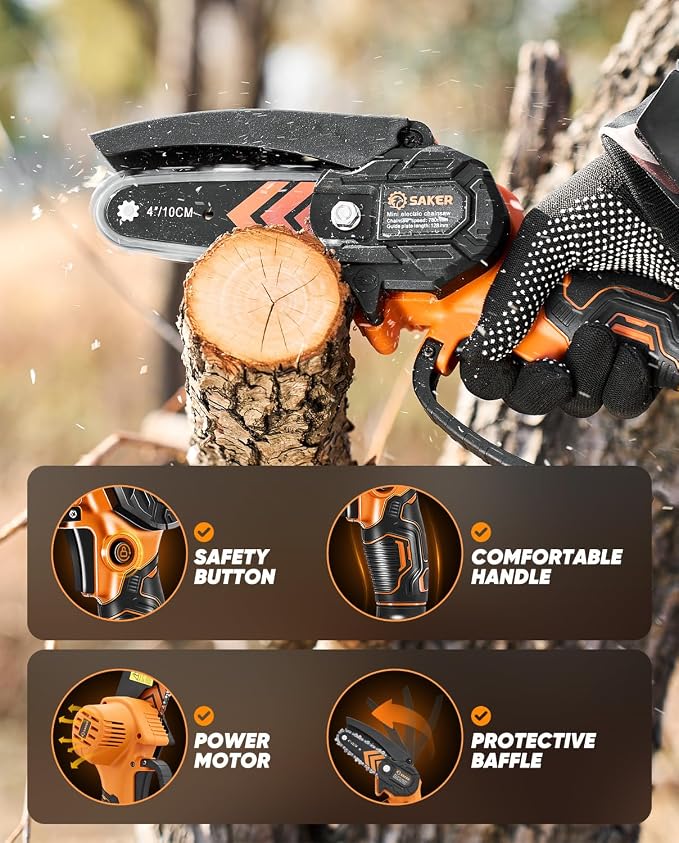 Saker Mini Chainsaw,2026 New Upgrade Portable Electric Chainsaws Cordless,Small Handheld Chain Saw Pruning Shears Chain Saws for Tree Branches,Courtyard and Garden