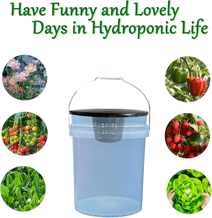 6 in. Wide Lip Bucket Basket (Pack of 5) | 5 Gallon Bucket Lids for DWC, Net Pots for Hydroponics