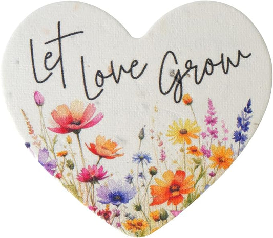 50pcs Large (2.5" h x 2.85" w) Let Love Grow Heart Seed Paper – Writable & Plantable Wildflower, Mom's Gift for Birthday, Use for Wedding, Baby Shower, & Heart Party Favors