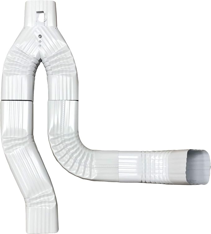 Aluminum 2x3 Offset Downspout Diverter for Rain Barrels | Made in The U.S.A. | Includes Screws & Instructions (Low Gloss White)