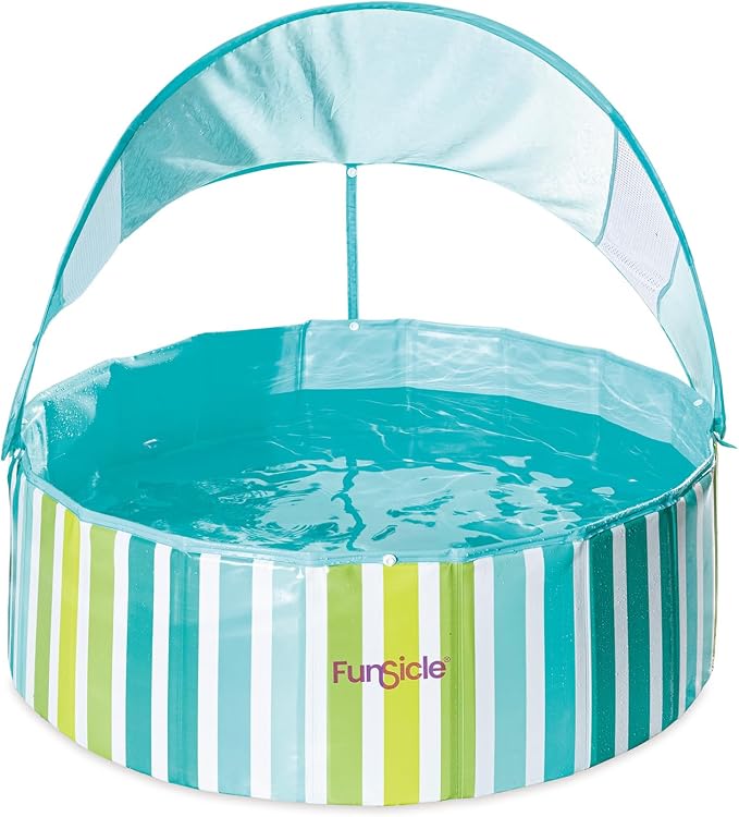 Funsicle Shaded Deco Fun Fold Swimming Pool for Kids & Pets, 36” x 12”, Age 2 & up
