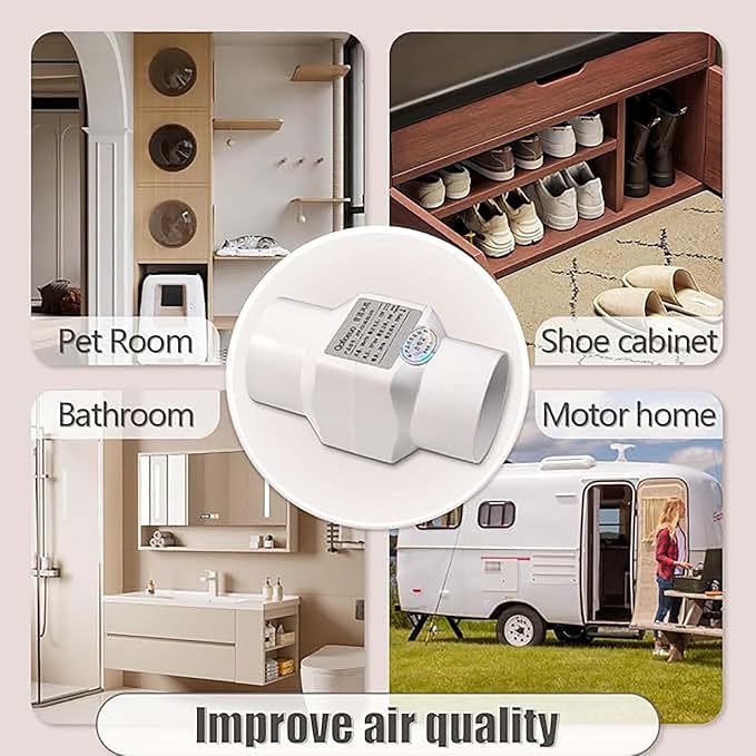 2 Inch Inline Duct Fan Variable Speed Air Circulator Quiet with 50mm to 32mm Interface for Home Office Cabinet Pet Cage Ventilation(50 mm to 40 mm,Power Cord)