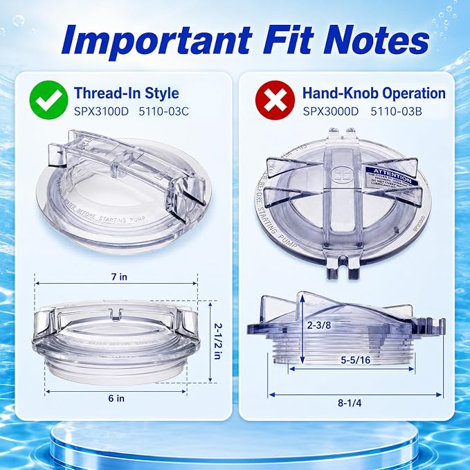 Pool Pump lid Compatible with Hayward Super II Pump SP3000 & SP3000X Series, Threaded Strainer Cover with O-Ring Replace# SP3100D SPX3100D 5110-03C