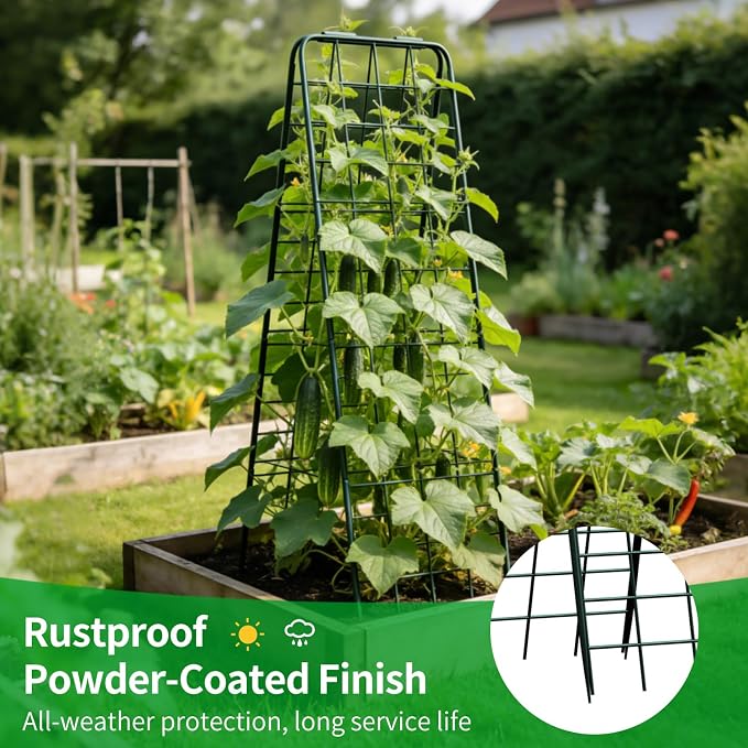 Heavy Duty Trellis for Climbing Plants, 59"x19.68" Adjustable Height Steel Cucumber Trellis, Powder Coated Metal Garden Trellis for Raised Beds,Tomatoes, Cucumbers & Outdoor Vines