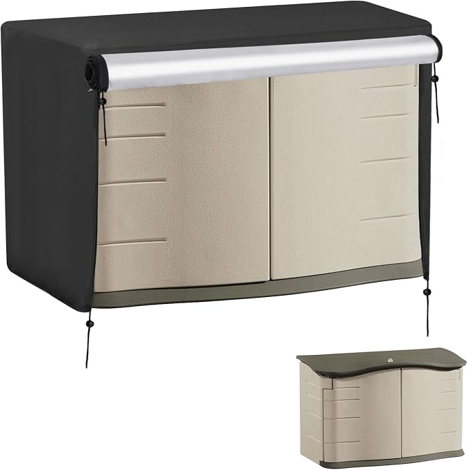 55 In Outdoor Storage Deck Box Cover for Rubber Maid Storage Shed 4.5Ft | 55.5x29x35,Waterproof Dustproof Heavy Duty Oxford Fabric,Small Horizontal Resin Rubber Tool Box Storage Cover with Zipper