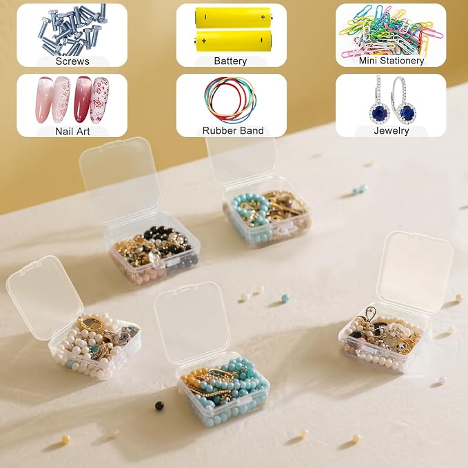 Guyuyii 15 Clear Plastic Bead Storage Containers with Hinged Lids & Labels | for Craft Supplies, Diamond Painting, Jewelry Making | Compatible with Beads, Earrings, Nail Art, Seeds, DIY Bracelet
