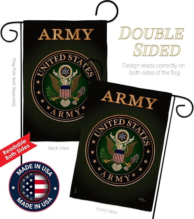 Army Burlap Garden Flag - Set Wall Holder Armed Forces Rangers United State American Military Veteran Retire Official - House Decoration Banner Small Yard Gift Double-Sided Made in USA 13 X 18.5