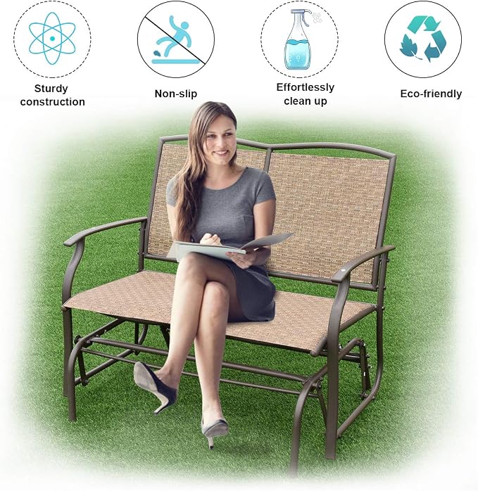 Giantex OP3100-New Patio Glider Bench, Brown 41.5"X28.0"X37"(LXWXH)