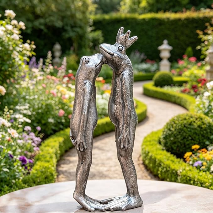 Frog Decor Garden Statue Decor Outside - Artgenius Couple Kissing Statue Outside Frog Figurines for Yard Patio Lawn Decorations Couple Frogs Front Yard Decorations Outdoor 3.6"2.1"8.7" LC Lcdecohome