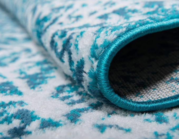 Unique Loom Sofia Collection Area Rug - Grace (2' x 6' 9" Runner, Turquoise/ Ivory)