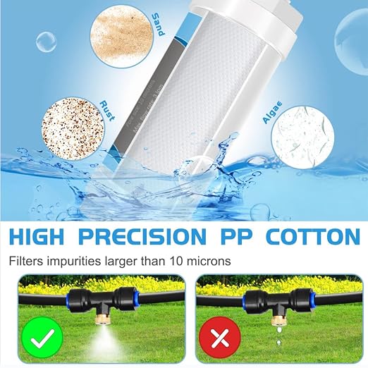 Pre-Assembled Chicken Cooling System,Misters for Chicken Coop | with Water Filter ,Upgraded Brass Adapter (3/4") 33ft (10m) 9 Brass Spray Nozzle,Suitable for cooling in summer