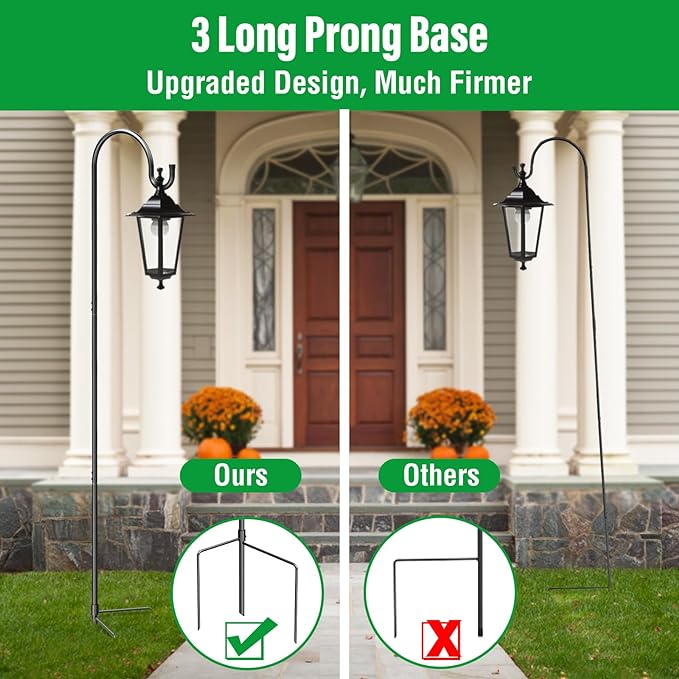 GOFORWILD Shepherd Hooks 2 Pack Adjustable, 49 inches Tall, Premium Metal Garden Hook for Outdoor, Hanging Plant, Solar Lights, Lanterns, Bird Feeders, and Wedding Decor, 7013