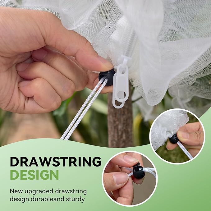 4 Pack Bird Netting for Garden Protection with Zipper & Drawstring - Garden Netting Pest Barrier 3.3x2.7FT,Cover for Blueberry Bushes Tomato Fruit Tree and Plants Protection from Insect Mosquito Birds