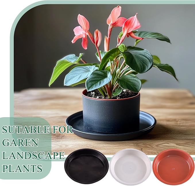 30 Pack Plant Saucer 5 Inches Plant Trays for Pots Plastic Round Drip Trays Flower Pot Saucers Planter Water Tray Plant Drainage Tray, Light Grey