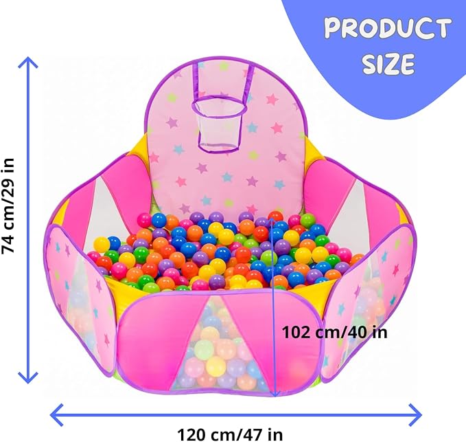 Ball Pit for Toddlers | Kids Ball Pit | Ball Pool for Babies | Piscina de Pelotas para Bebes | Playpen with Basketball Hoop and Zipper Storage Bag, 4 Ft/120CM G : Balls NOT Included